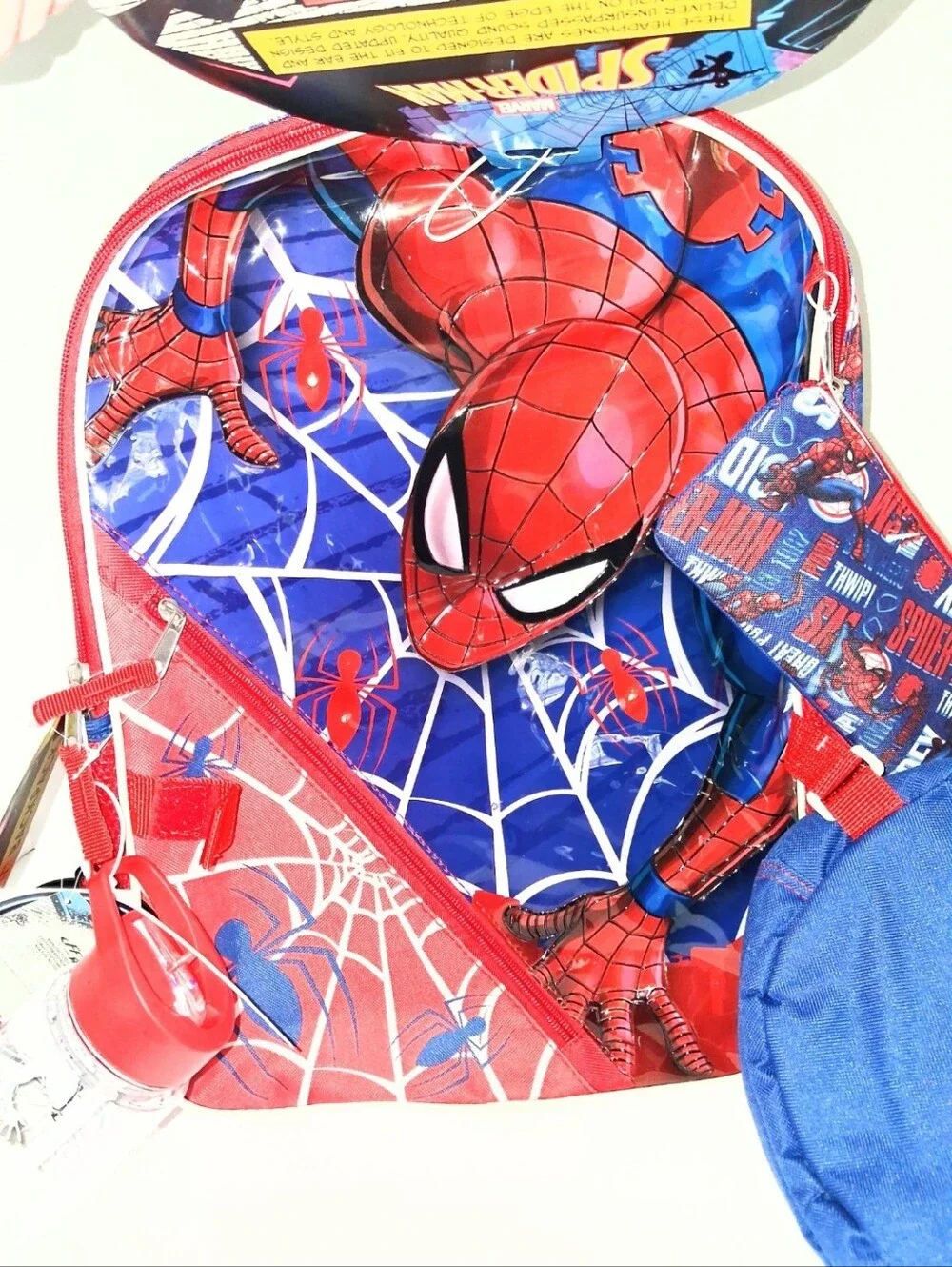 NWT Marvel Spider-Man Light Up Backpack 6 Piece Set Boy's Headphones Lunch Bag